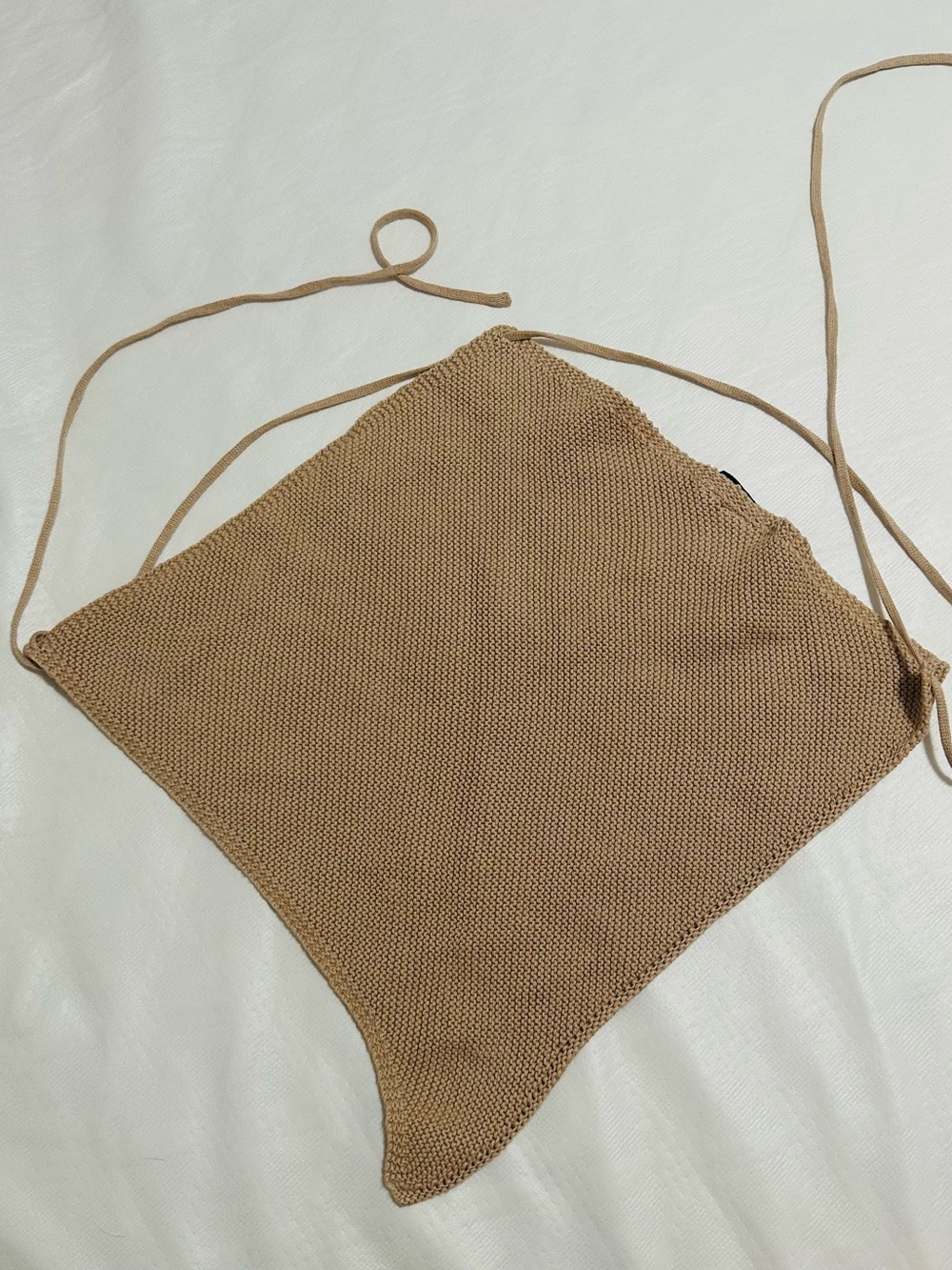 Knit Tie-Back Crop Top in Tan - Picture 4 of 8